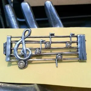 Vintage | Accessories | Antique Sterling Pearl Music Notes  display picture 3